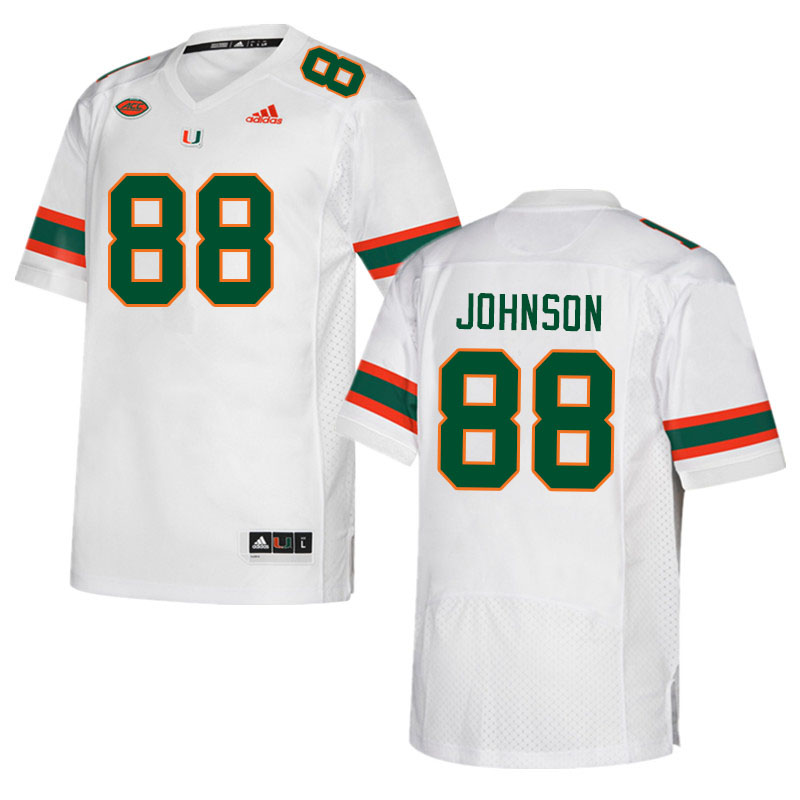 Men #88 Dante Johnson Miami Hurricanes College Football Jerseys Sale-White - Click Image to Close
